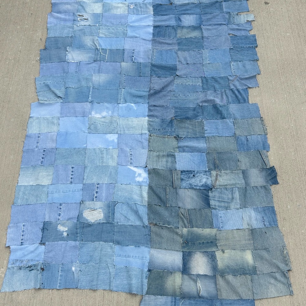 Large Brick Denim 10 x 20 Light Blue Quilt Tapestry
